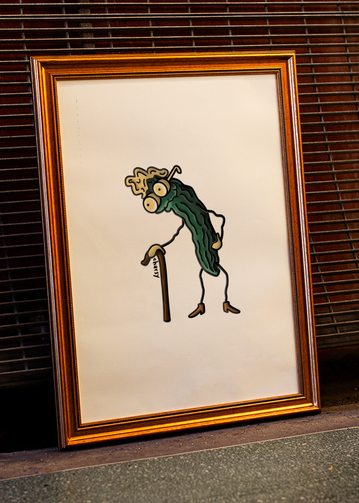 Cute pickle cartoon character 