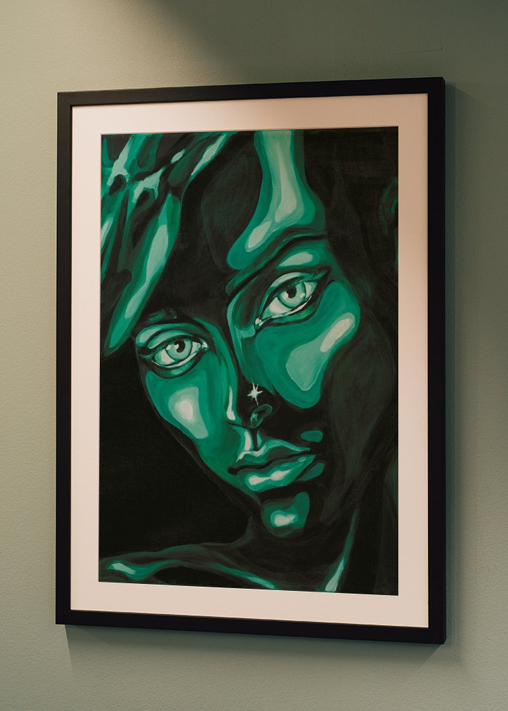  Arte de pintura de retrato verde.