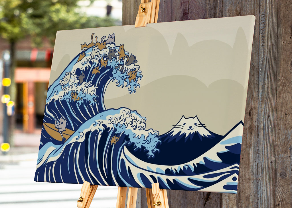 Great Wave of Kanagawa Cats