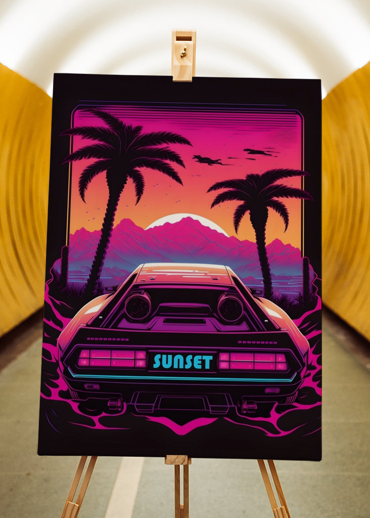 Retro Car by Sunset Synthwave