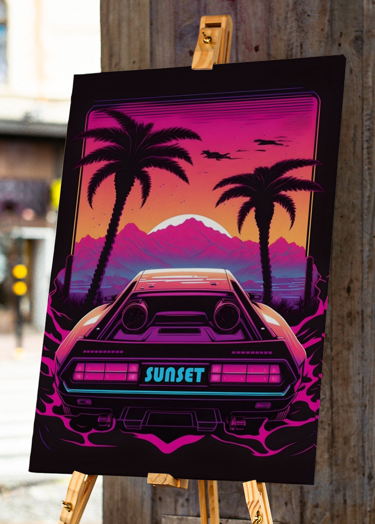 Retro Car by Sunset Synthwave