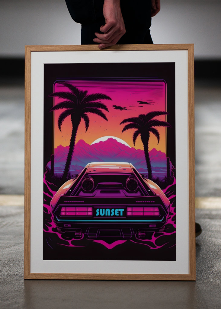 Retro Car by Sunset Synthwave