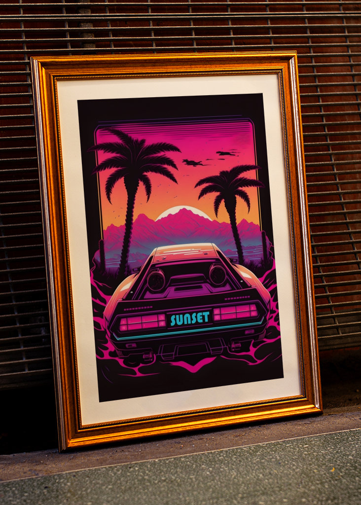 Retro Car by Sunset Synthwave