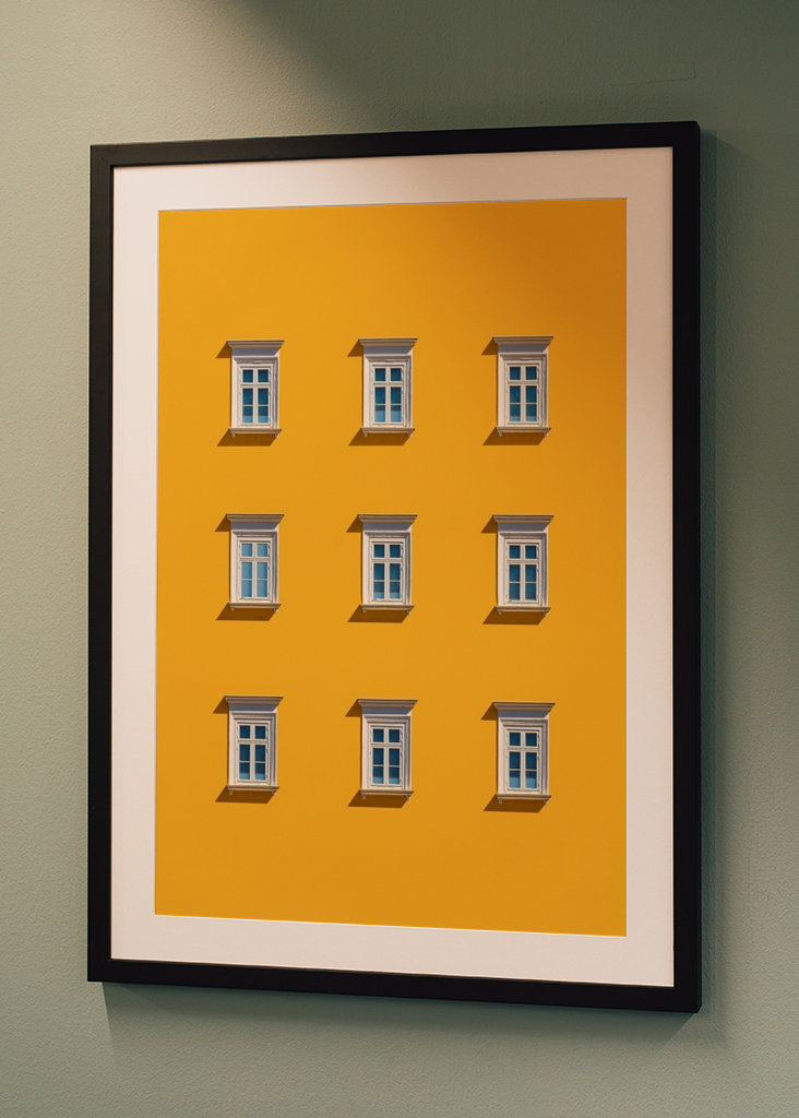 9 Windows on Yellow Wall