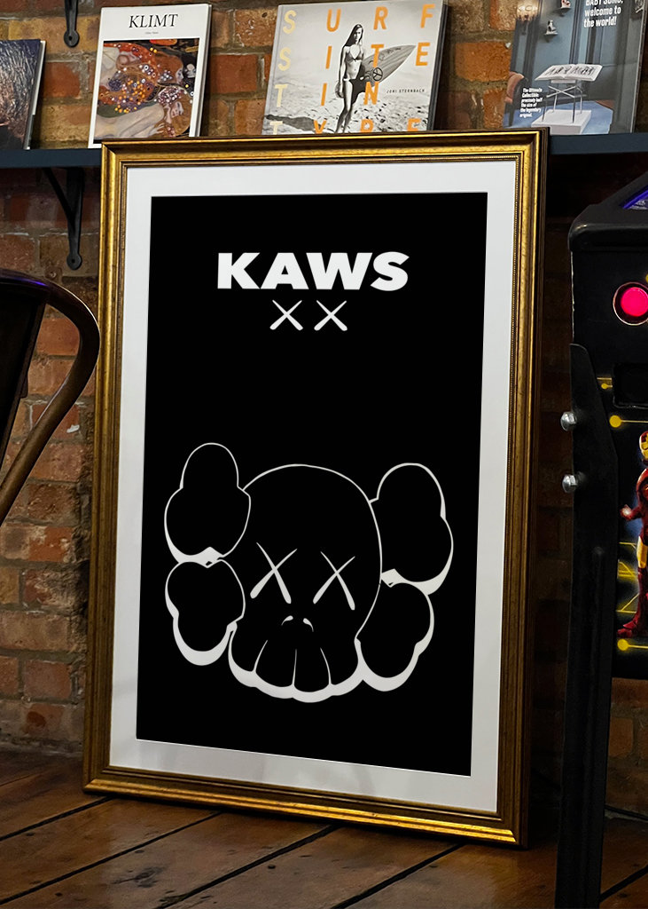 kaws head black white