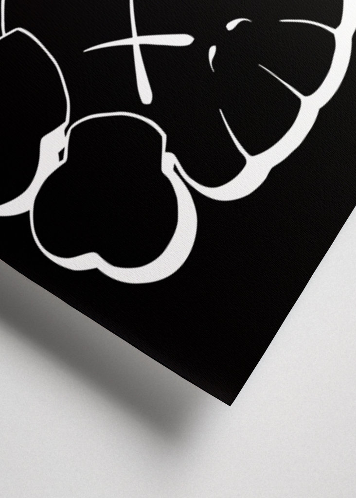 kaws head black white