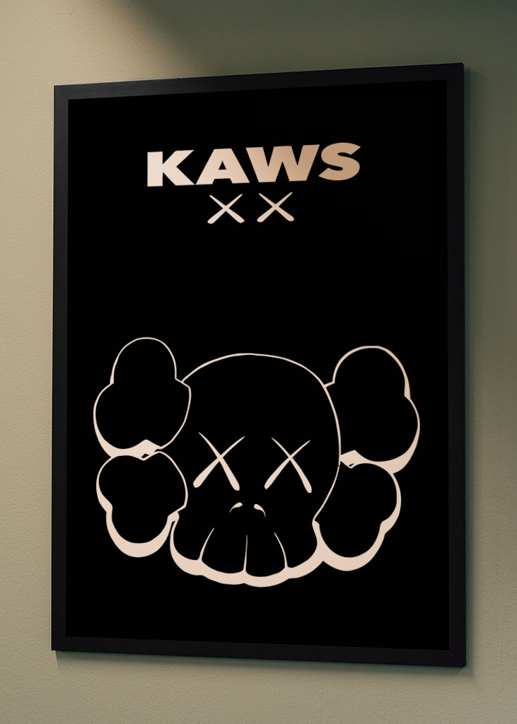 kaws head black white