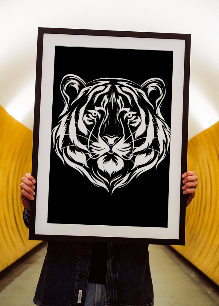 Schwarz-weißes Tiger-Artwork