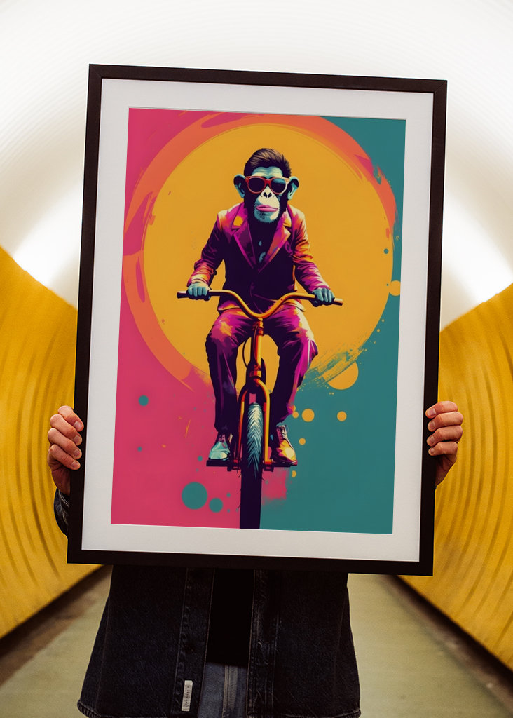 Monkey on Unicycle - Pop Art