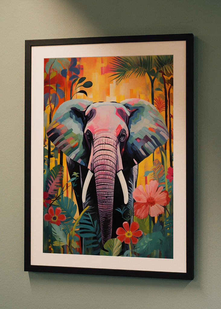 Éléphant dans la jungle - Pop Art
