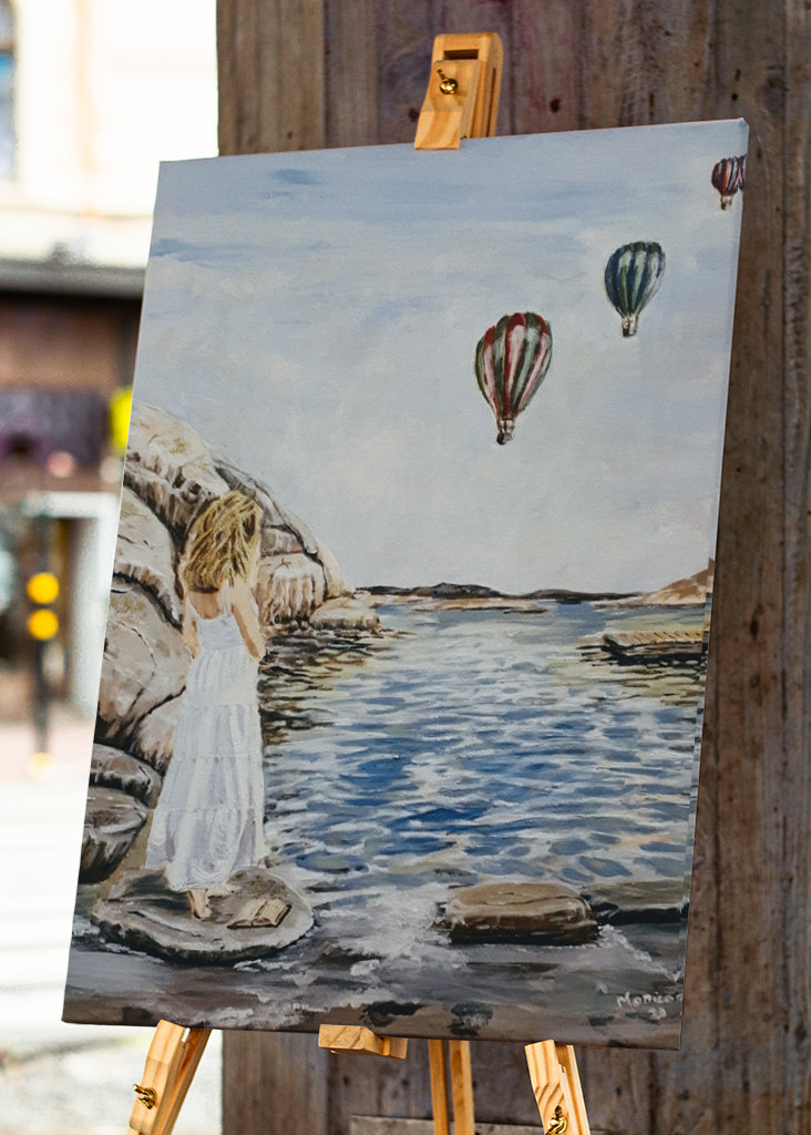 Mädchen Heißluftballons Strand