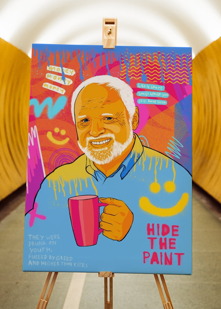 Hide The pain Harold Meme Art 