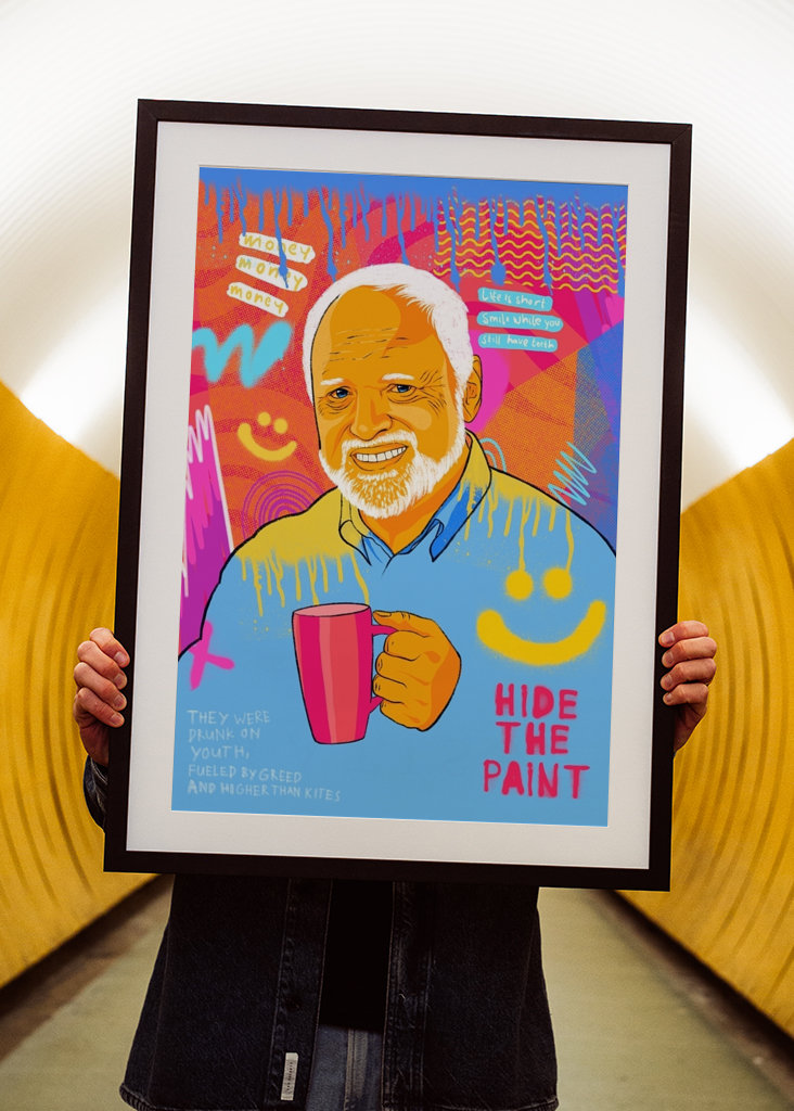 Hide The pain Harold Meme Art 