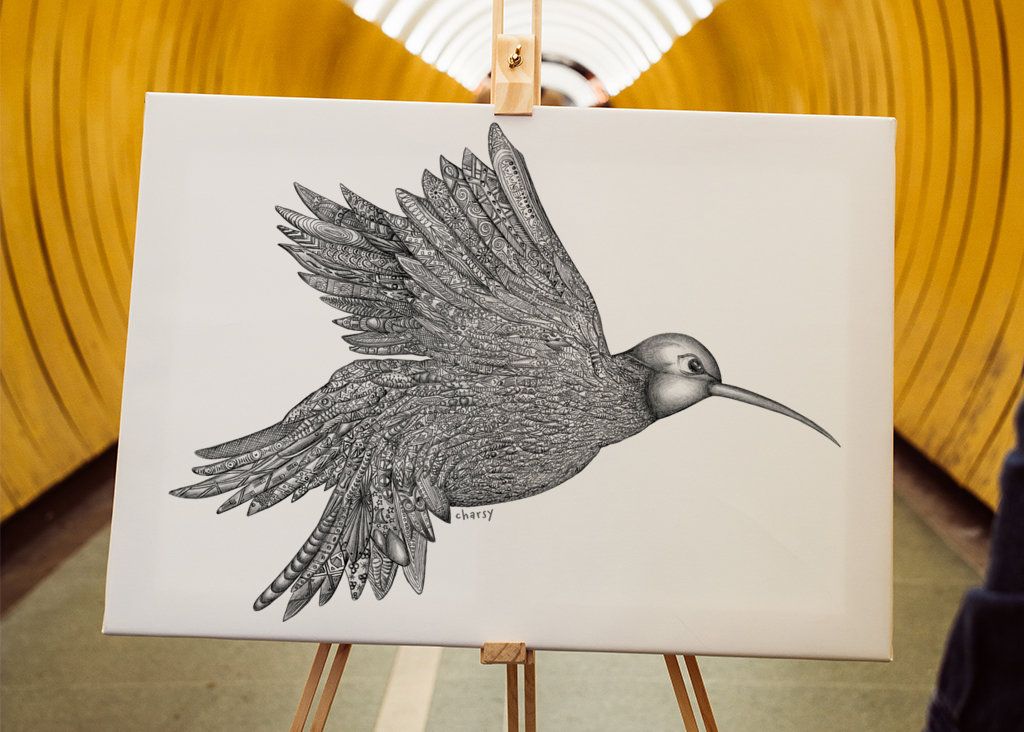 Zentangle Kolibri Detailkunst