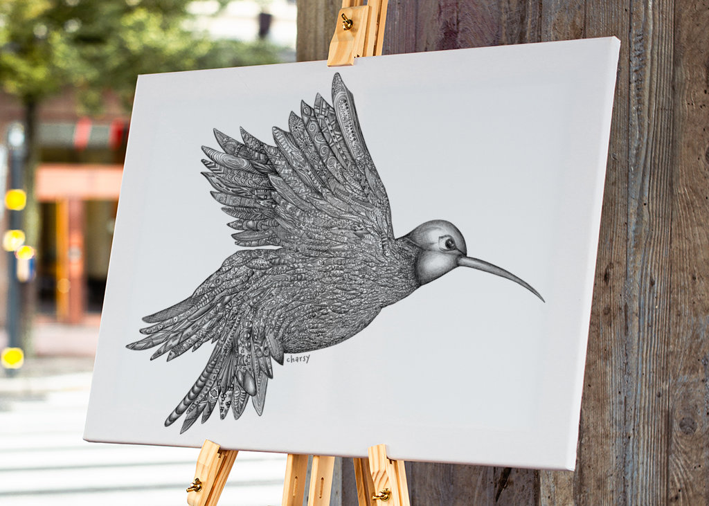 Zentangle Kolibri Detailkunst