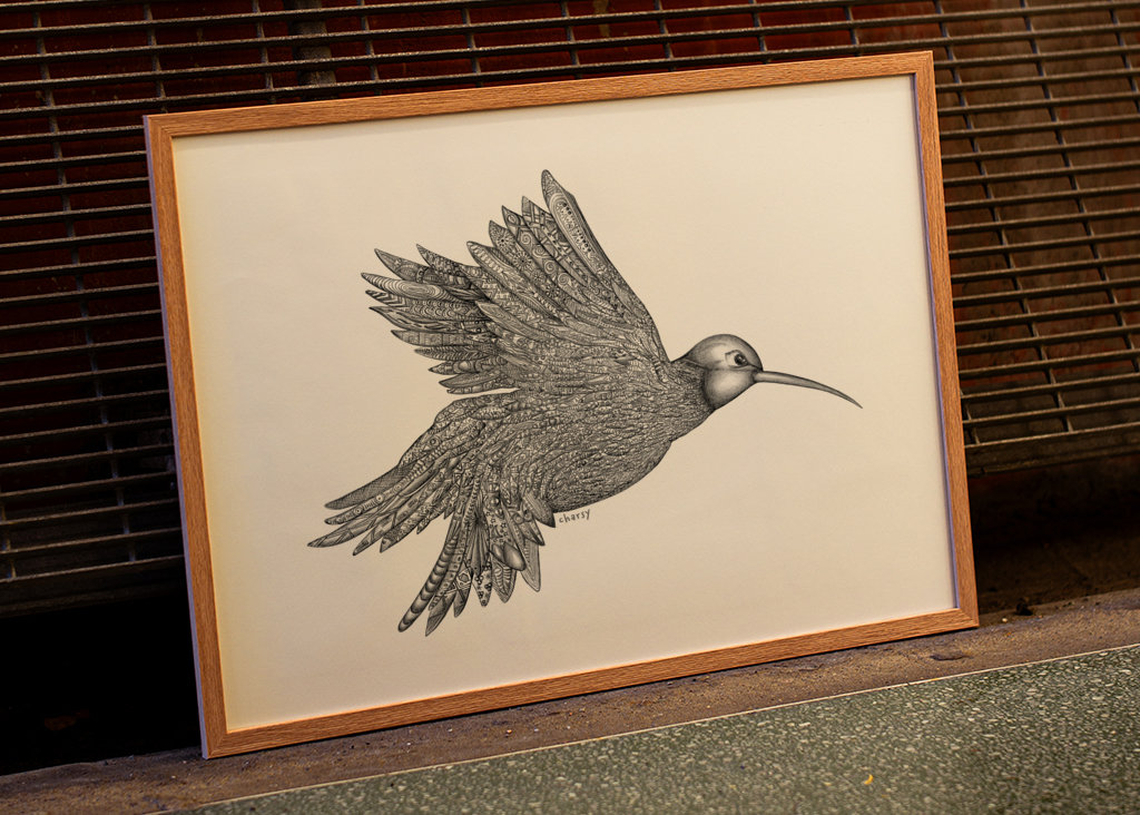 Zentangle Kolibri Detailkunst