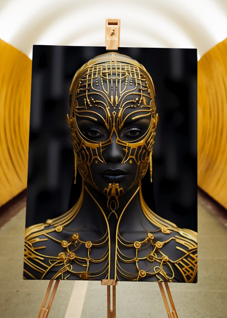 Černá a zlatá digitální umělecká díla