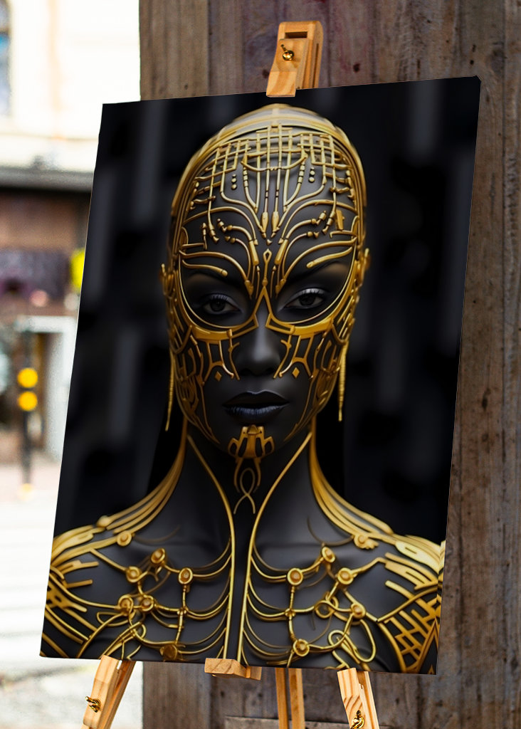 Černá a zlatá digitální umělecká díla