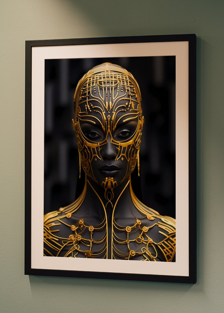 Černá a zlatá digitální umělecká díla