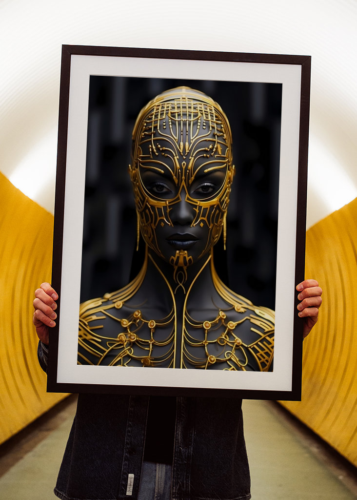 Černá a zlatá digitální umělecká díla