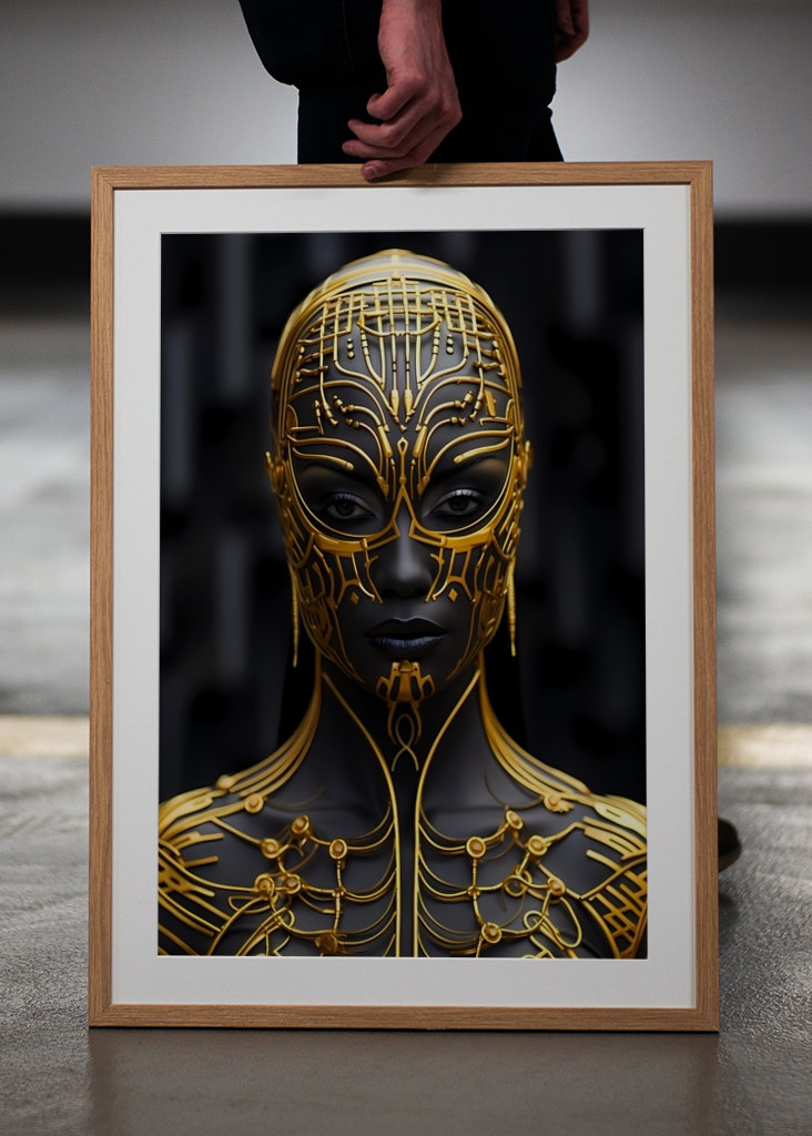 Černá a zlatá digitální umělecká díla