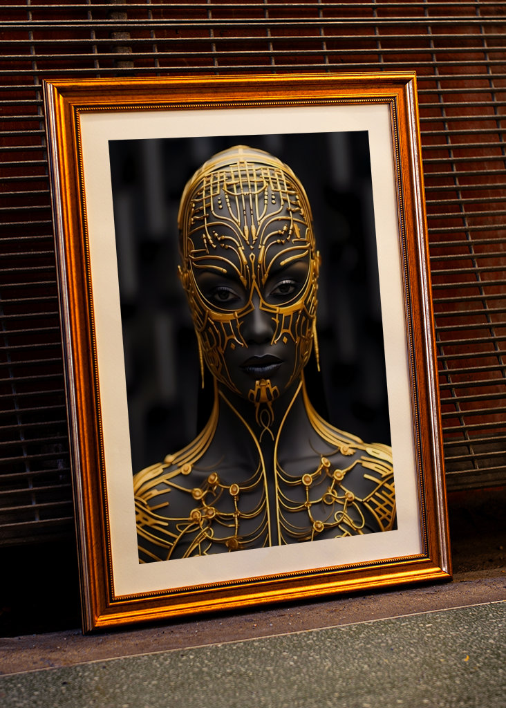 Černá a zlatá digitální umělecká díla