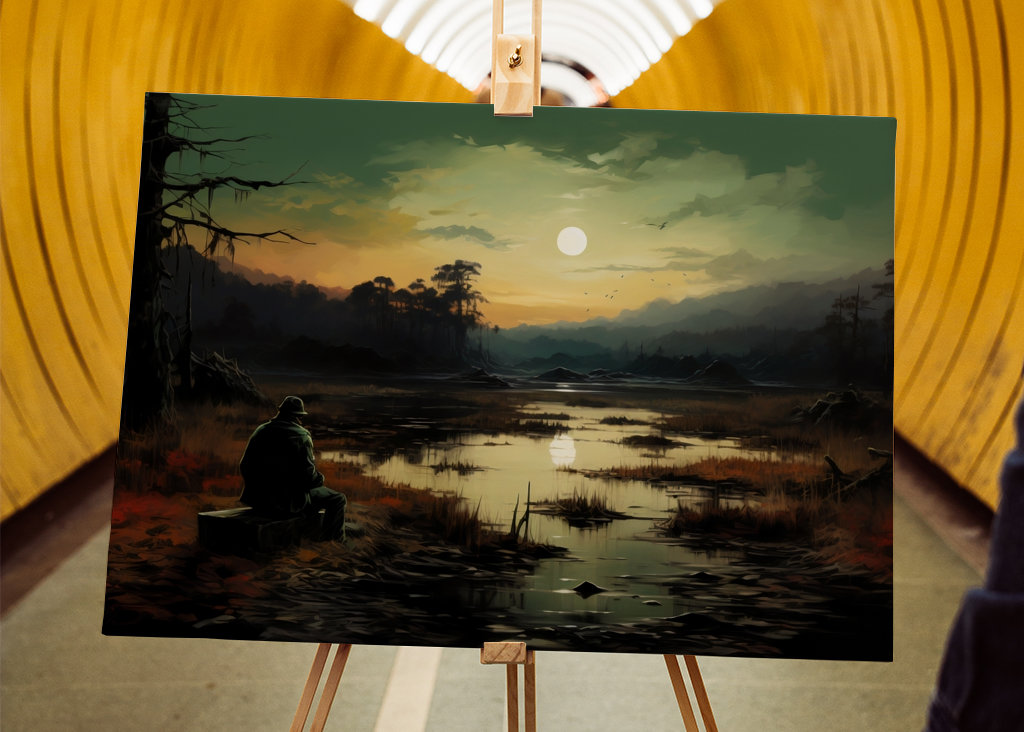 Osamělý muž se dívá na řeku