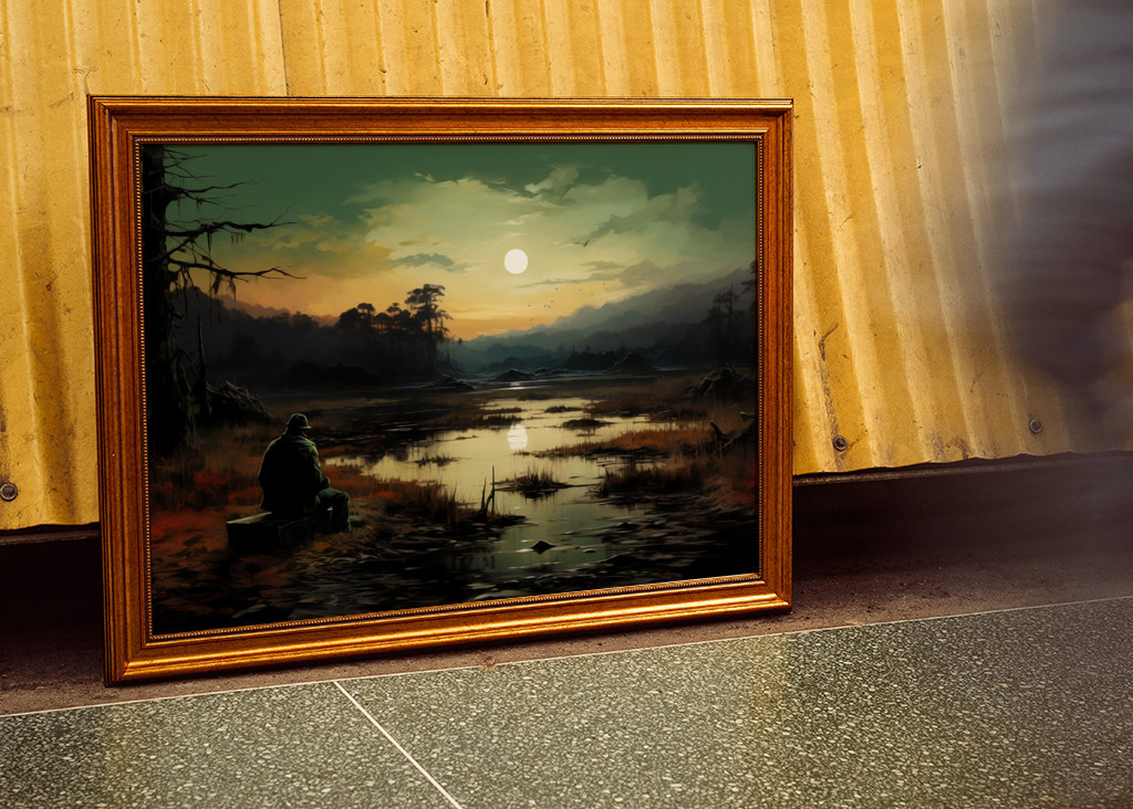 Osamělý muž se dívá na řeku