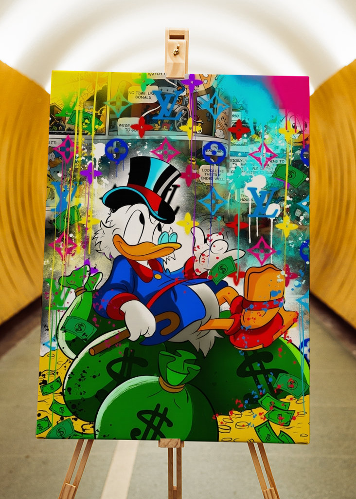 Kaczor Donald Pieniądze Dolar Art