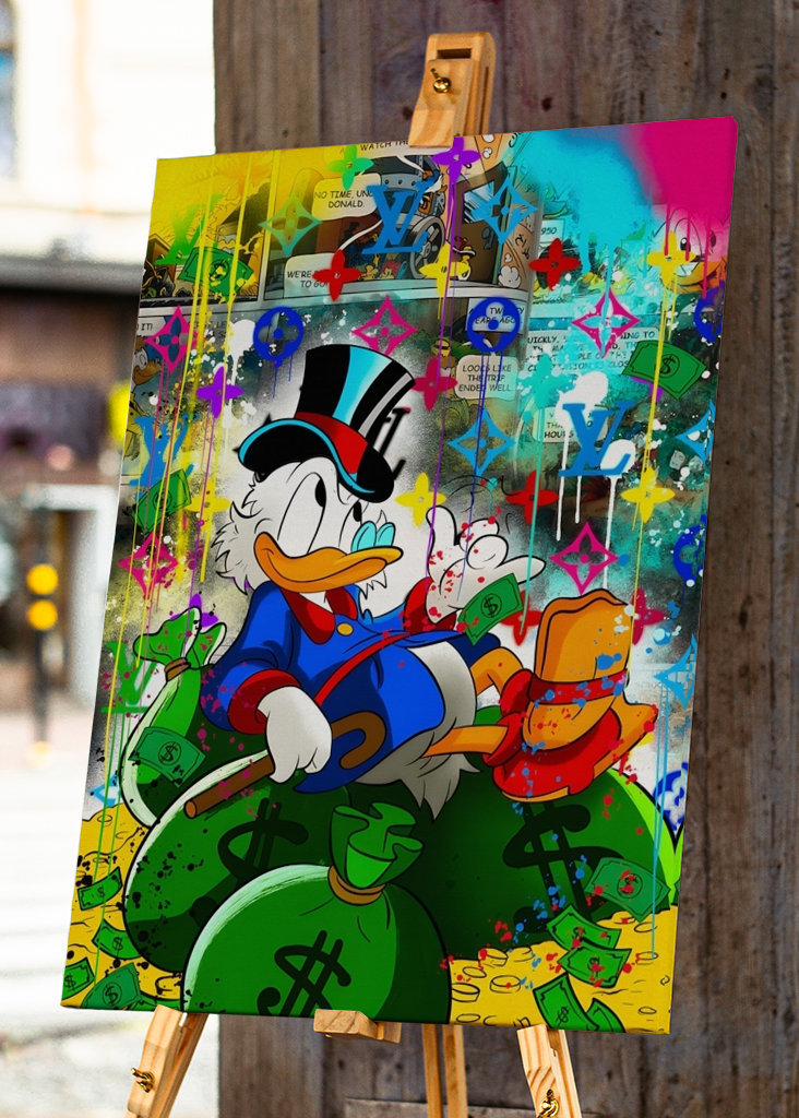 Kaczor Donald Pieniądze Dolar Art