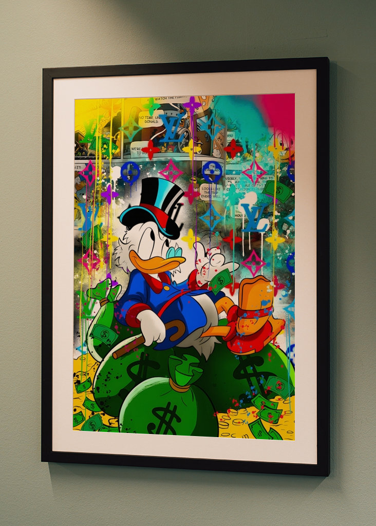 Kaczor Donald Pieniądze Dolar Art