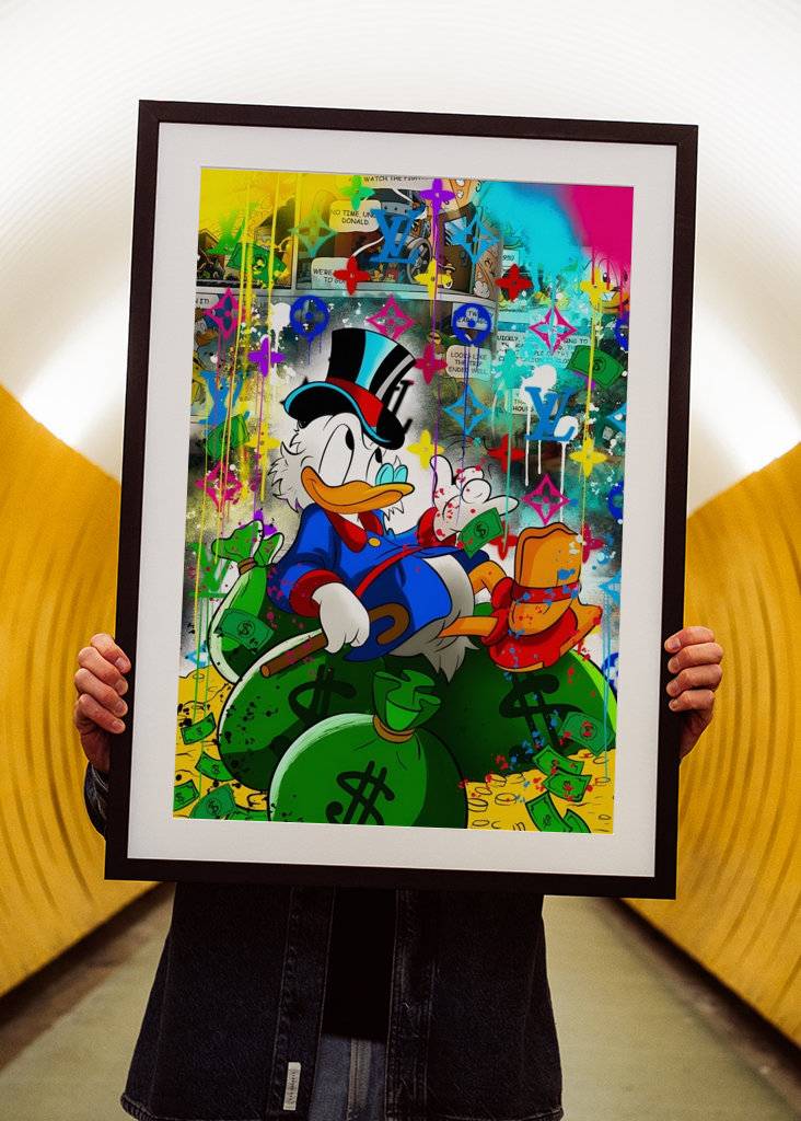 Kaczor Donald Pieniądze Dolar Art