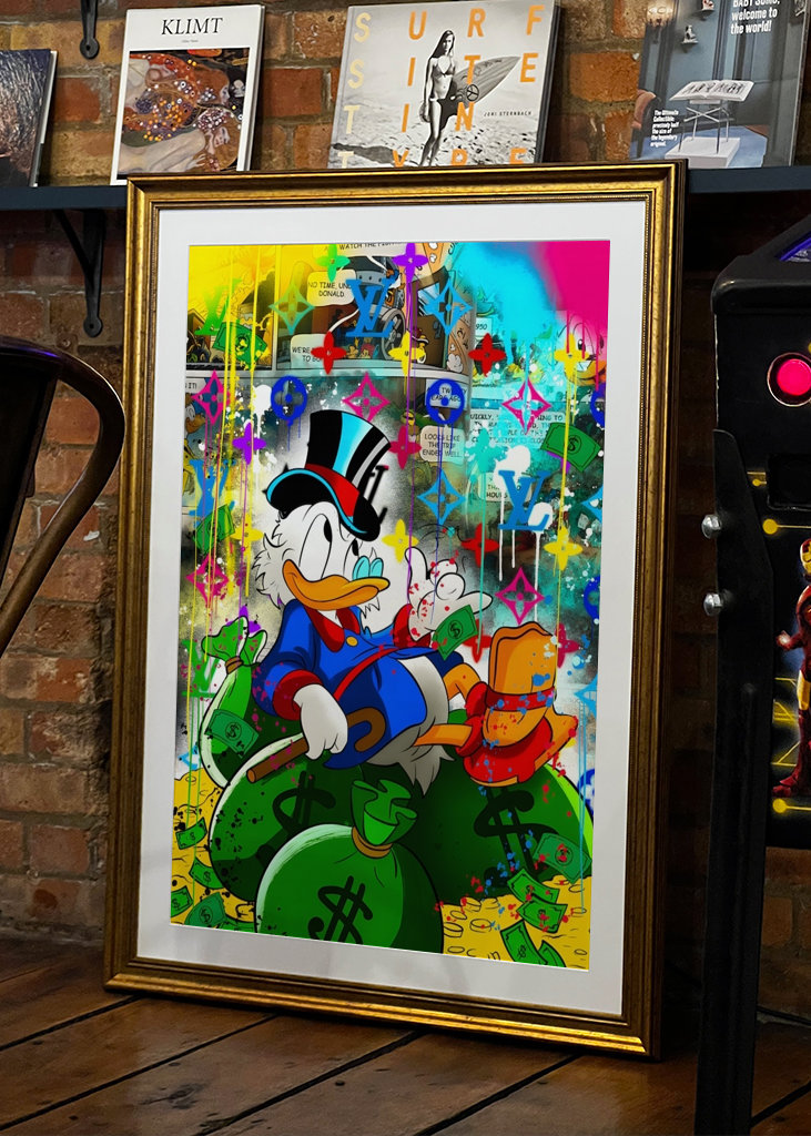 Kaczor Donald Pieniądze Dolar Art