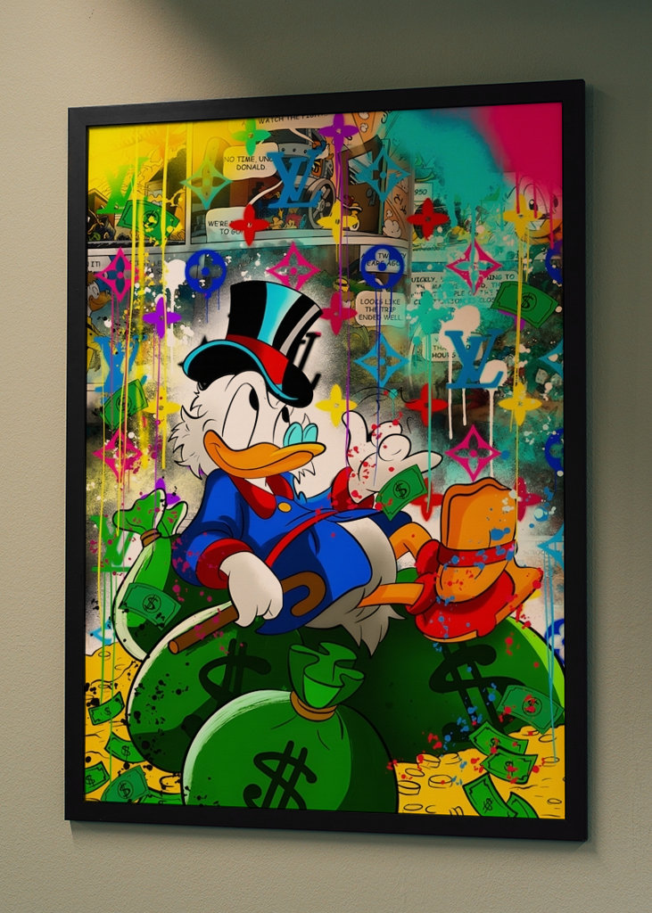 Kaczor Donald Pieniądze Dolar Art