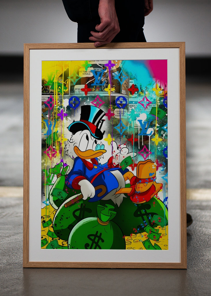 Kaczor Donald Pieniądze Dolar Art