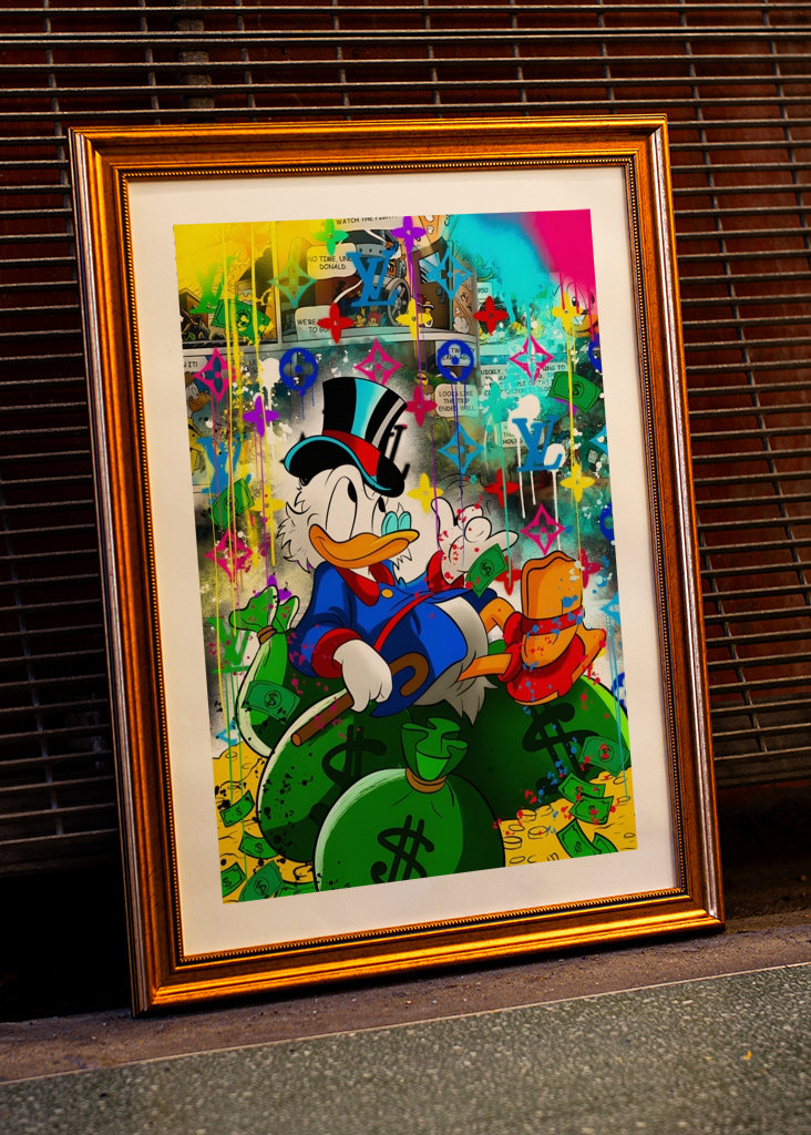 Kaczor Donald Pieniądze Dolar Art