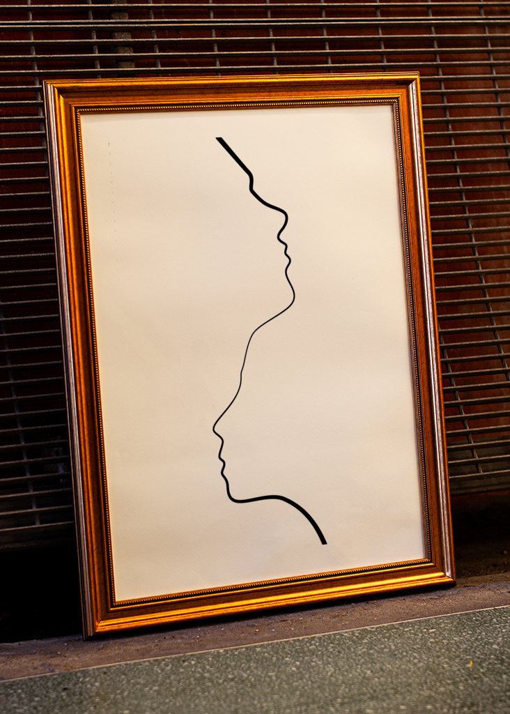 Pareja minimalista One Line Art