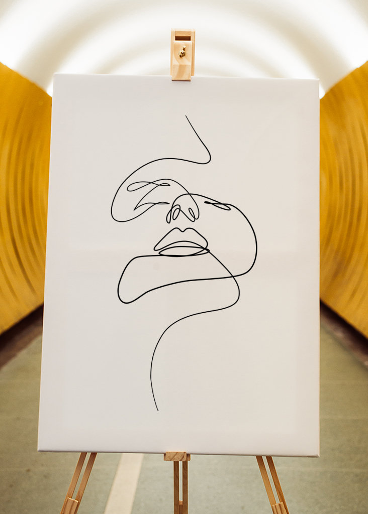 sinnliches gesicht mädchen eine linie kunst