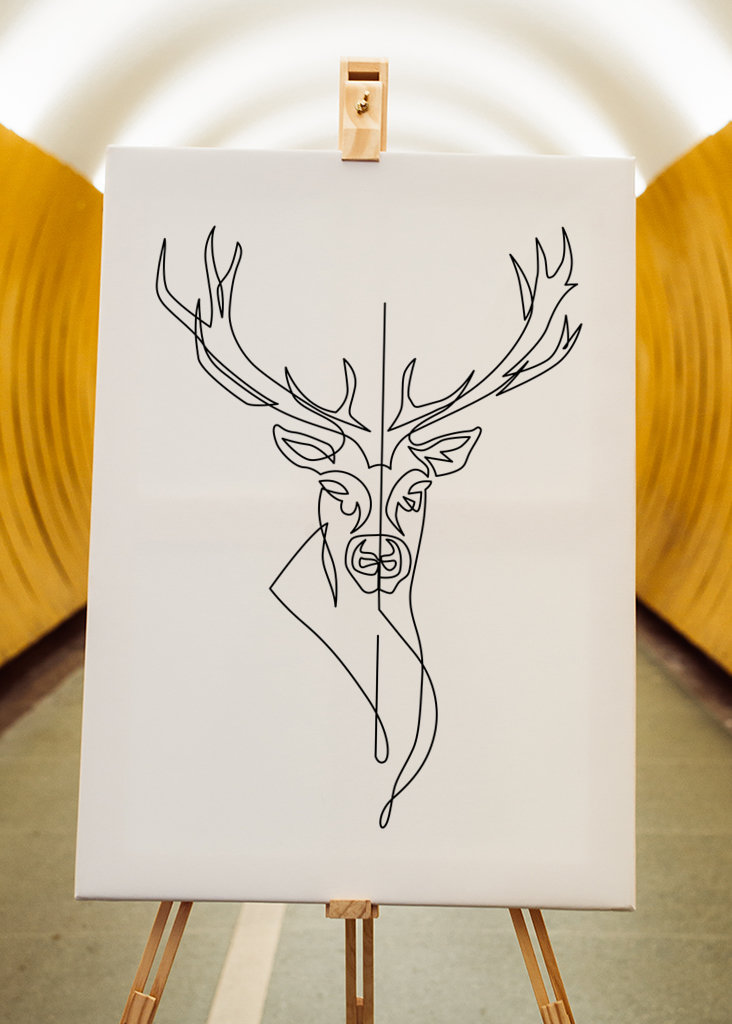 Deer Head one line art