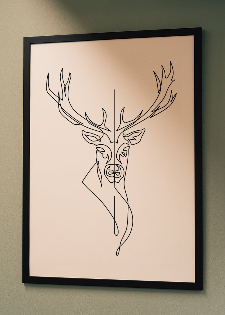 Deer Head one line art