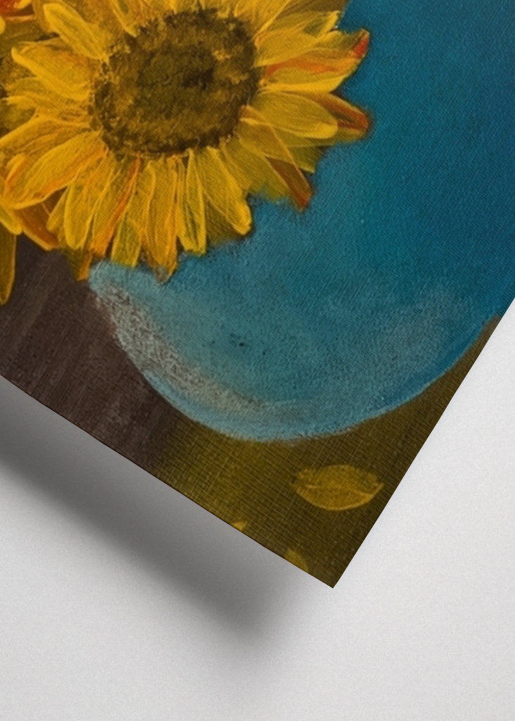 « Tournesols dans un vase bleu »