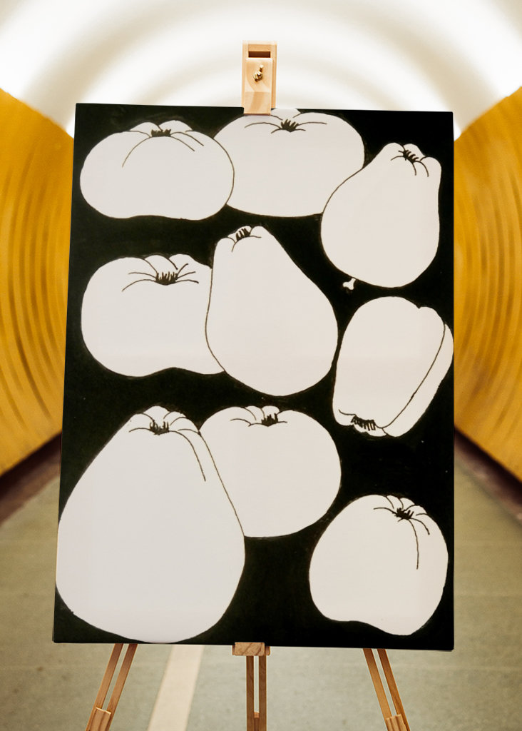 White fruit on black ground