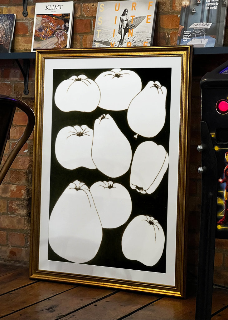 White fruit on black ground