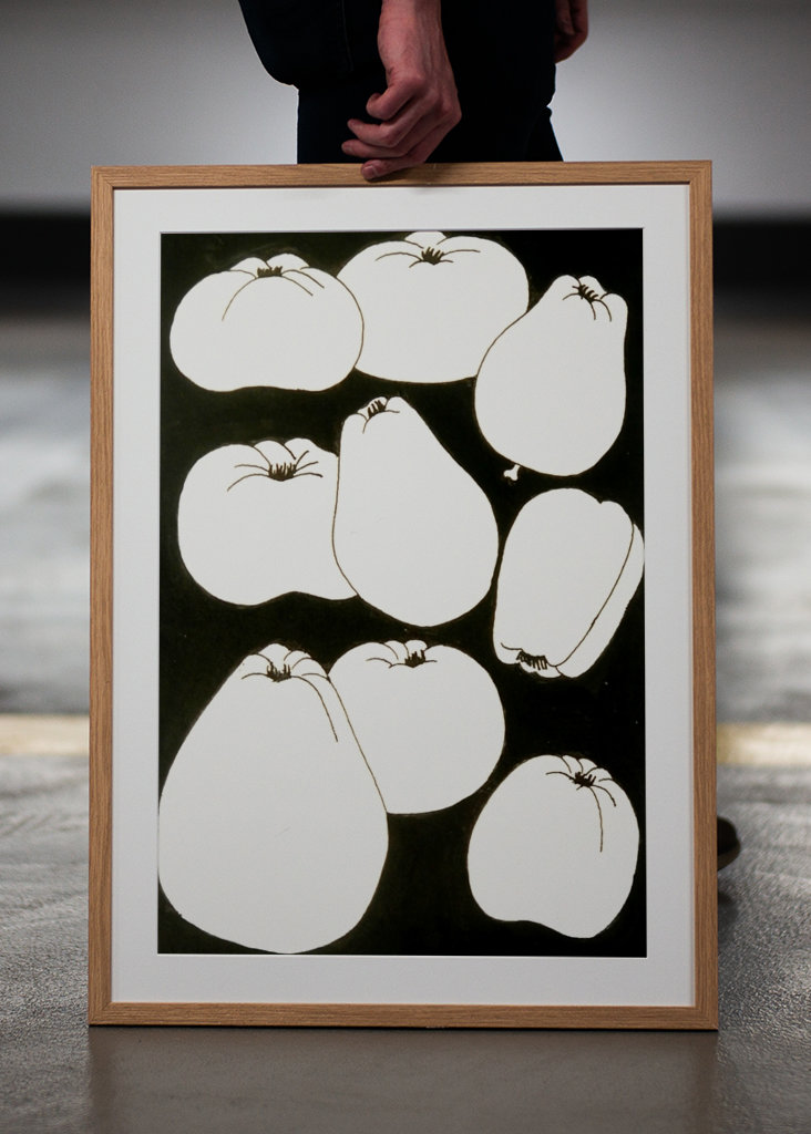 White fruit on black ground