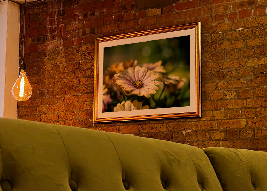 Květiny s kapičkami vody