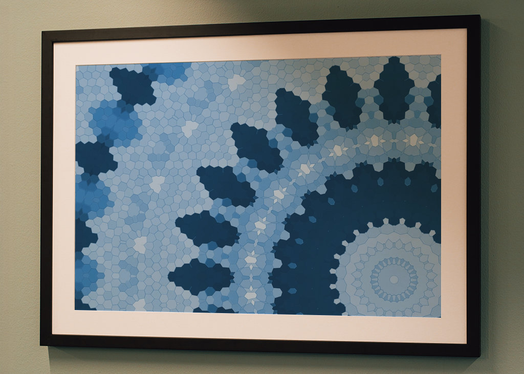 Feux d’artifice en mosaïque en bleu