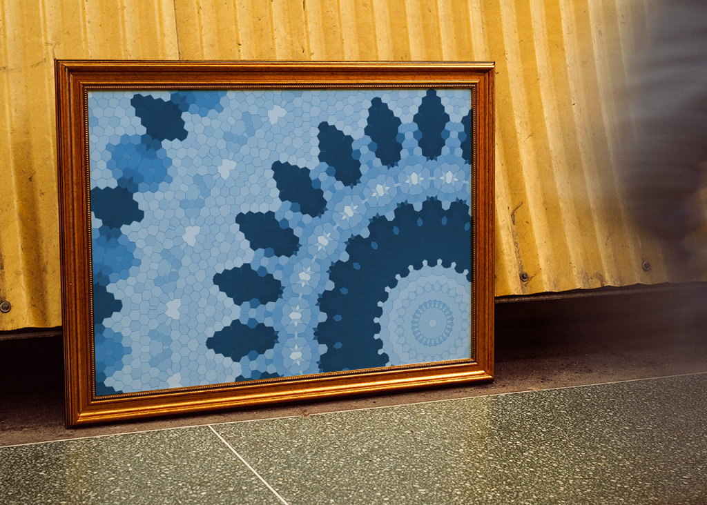 Feux d’artifice en mosaïque en bleu