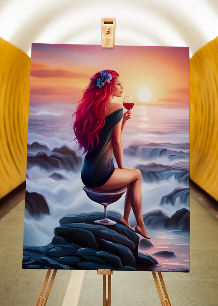 A glass of wine in the sunset