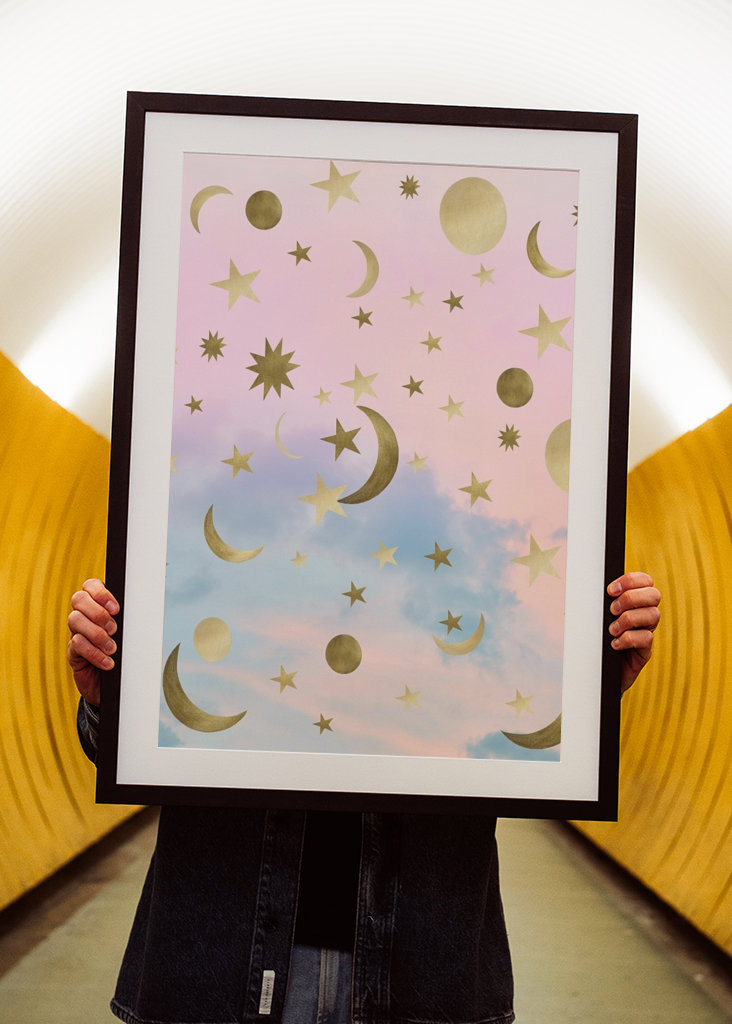 Pastellfarbener Sternenhimmel Mondtraum 1