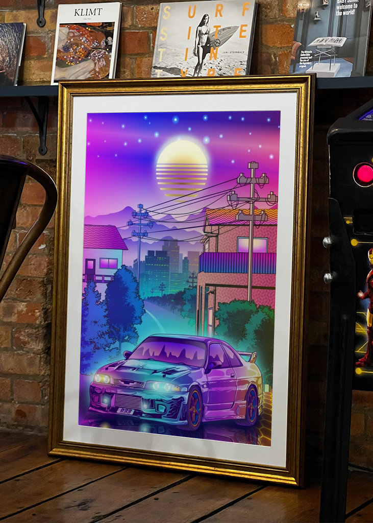Skyline Gtr R33 Synthwave city